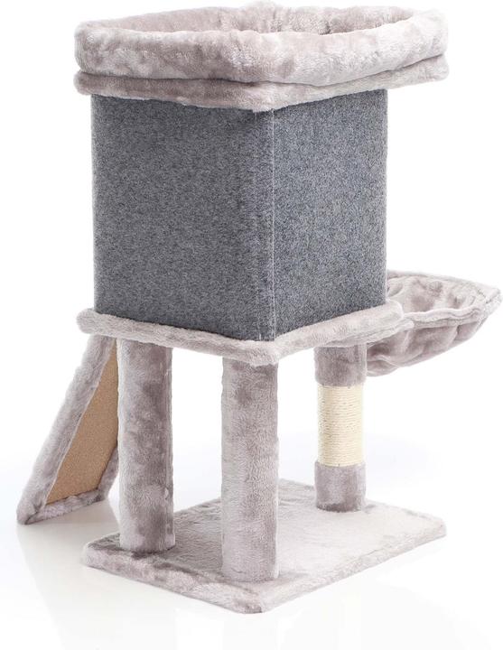 Actual product image Fudajo Cat Tree Grey w/Sisal 71.5cm Scratching Post w/Scratch Board, House, Resting Spot, Play Ball (71.50 cm, Grey)