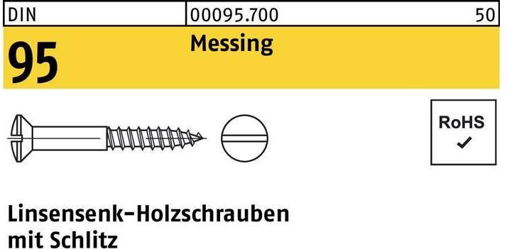 Produktbild Holzschraube DIN 95 Linsensenkkopf Schlitz 3,5 x 30 Messing (200 Schrauben pro Stück)