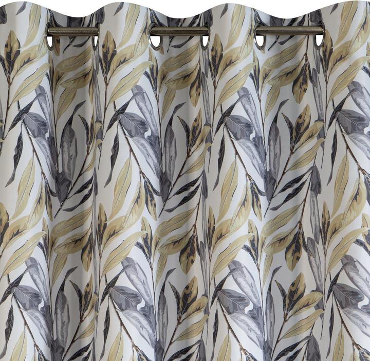 Productafbeelding Eurofirany Kant-en-klaar gordijn Lavin stretch met botanische print, wit, mosterd 140 x 250 cm (140 x 250 cm)