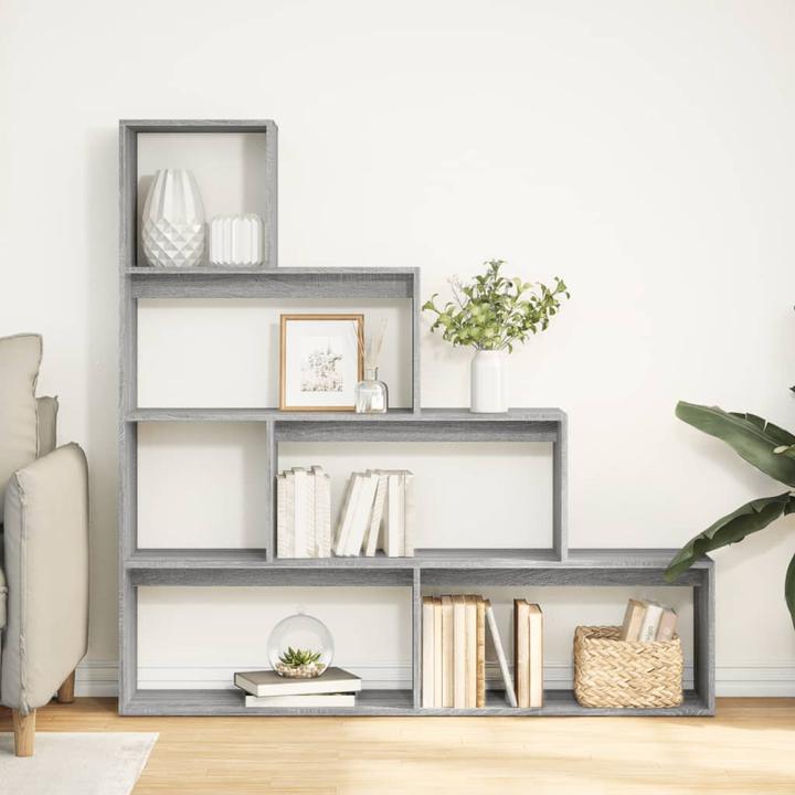 Produktbild VidaXL Raumteiler Bücherregal Standregal Treppenregal Regal 4 Stufen Grau Sonoma