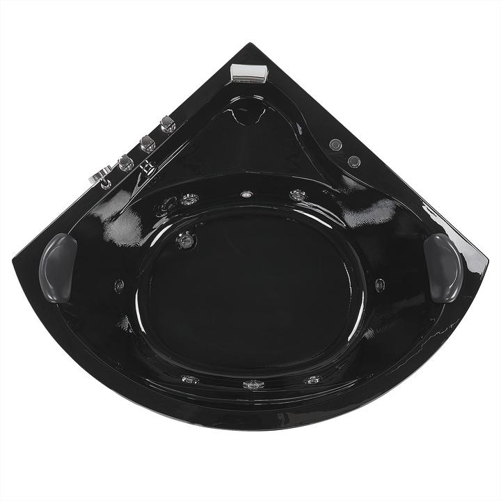 Produktbild Beliani Whirlpool Badewanne schwarz Eckmodell mit LED 140 x 140 cm BARACOA (400 l, 197 cm, 140 cm)