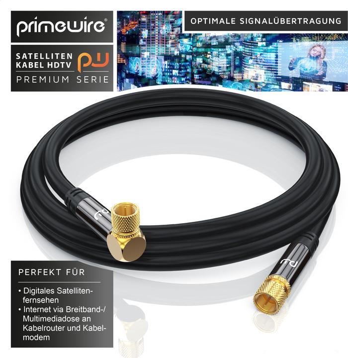 Actual product image Primewire SAT cable HDTV 90Â° angled - Premium SAT coaxial cable - TV Radio DVB-T DVB-C - 4-fold shielding (135 dB, Satellite cable)