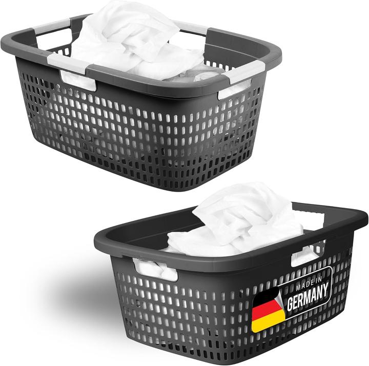 Produktbild Novaliv Wäschekorb-Set 25L + 40L, Wäschebox Set Wäscheeimer Wäschebehälter für Bad Wäsche Schmutzwäs (65 l)