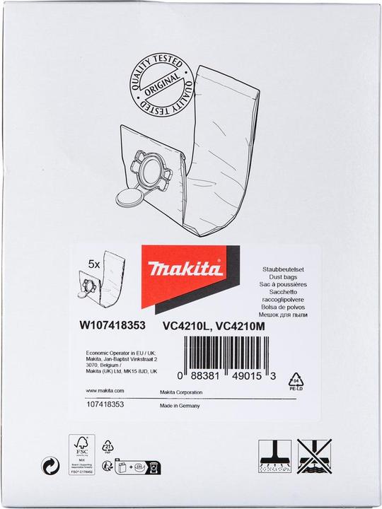 Produktbild Makita Filtersack M 5er Pack für VC4210M Sauger (5 x)