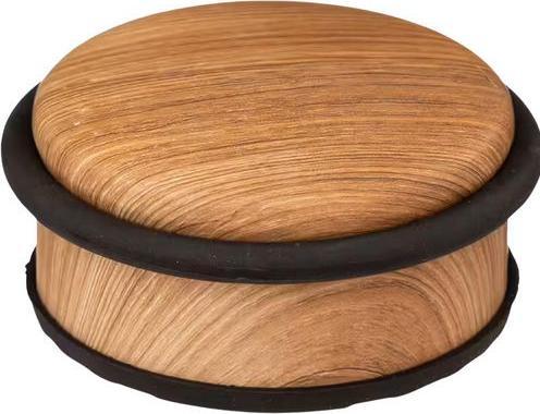 Alba Fermaporta, superficie in acciaio inox, aspetto legno rotondo, diametro: 110 mm, altezza: 40 mm (1 Pezzo/i)