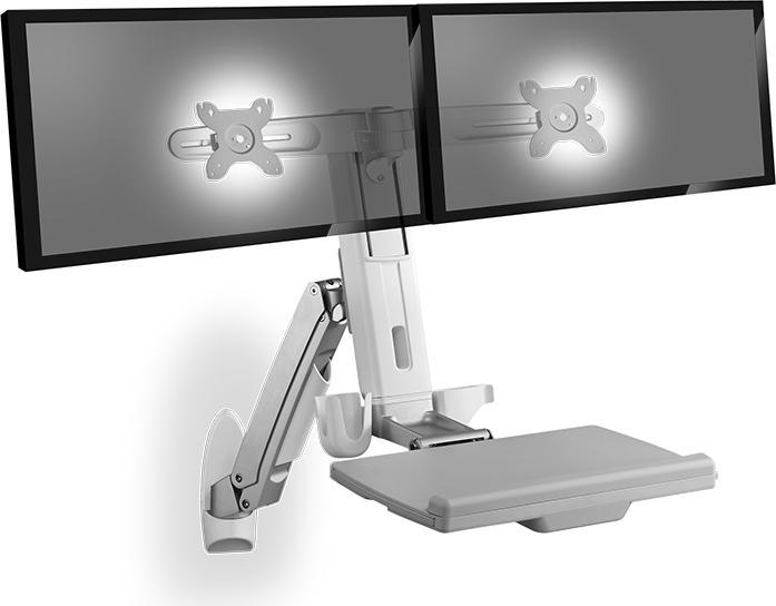 Image du produit Icy Box IB-MS600-W2 Support mural pour deux écrans jusqu'à61cm 24pouces Support pour clavier/souris... (Mur, 24")