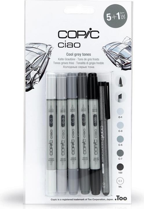 Image du produit Copic Tonalités de gris (Grey, 3 mm, 6 x)
