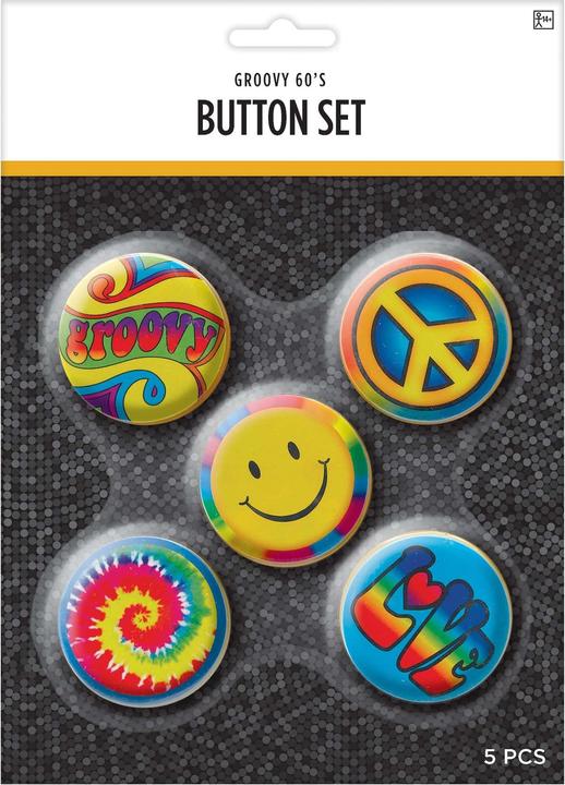 Amscan Niedliches Hippie Party Abzeichen (5er Pack)