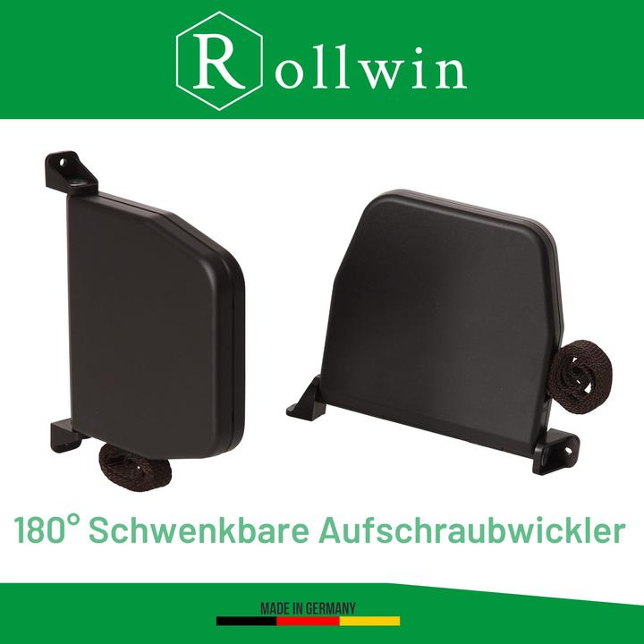 Produktbild Rollwin 3x Rolladen Gurtwickler Aufputz - aus Deutschland - 155mm Lochabstand Braun Mini Rollladen