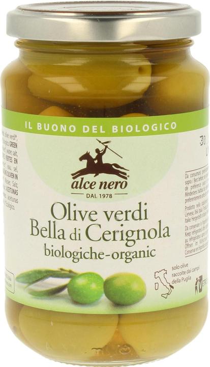 Alce Nero Bio Olive verde in Lake Bella di Cerignola Glas 350 g (350 g)