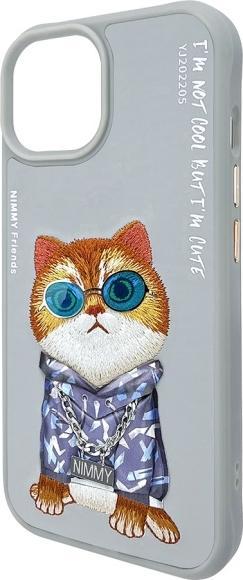 Produktbild Mocco Nimmy case iPhone 15 6.1" gray Glasses Cool Cat (Apple iPhone 15)