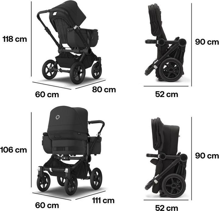 Produktbild Bugaboo Donkey 5 Mono, Schwarz/Schwarz/Schwarz