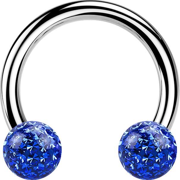 Produktbild Star Piercing Micro Circular Barbell silber mit zwei Kristall Kugeln dunkelblau Epoxy Schutzschicht (ohne Messing, Chirurgenstahl 316L)