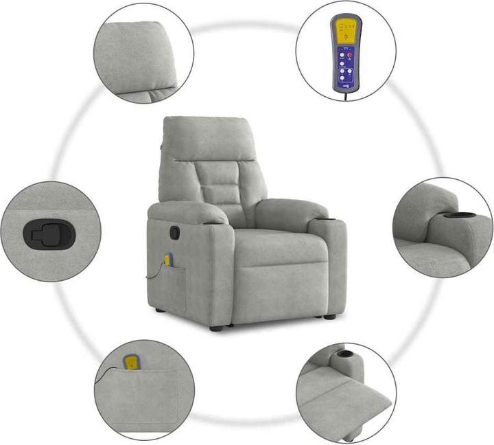 Immagine prodotto VidaXL Poltrona massaggiante con ausilio stand-up Tessuto in microfibra grigio chiaro Poltrona relax
