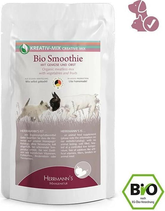 Produktbild Herrmanns Nassfutter Bio Smoothie mit Gemüse und Obst (Adult, Senior, Junior, Welpe + Kitten, 1 Stk., 160 g)