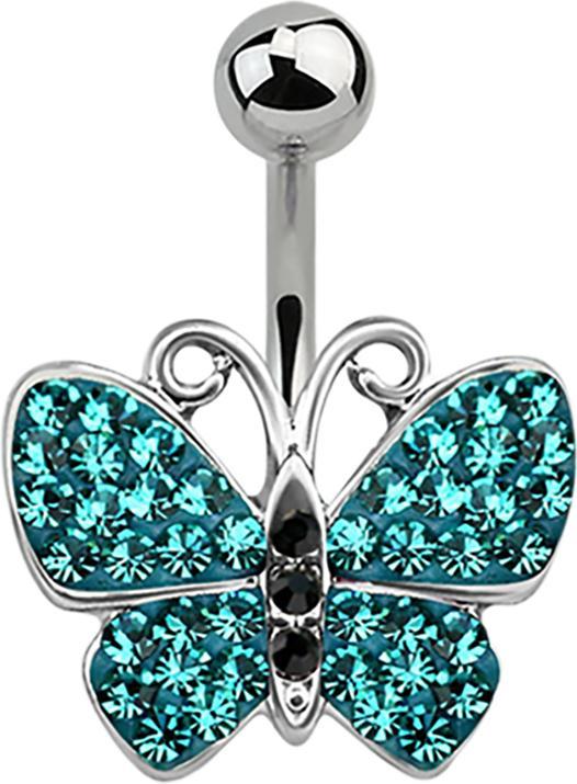 Star Piercing Banane silber Schmetterling türkis (ohne Messing, Chirurgenstahl 316L)