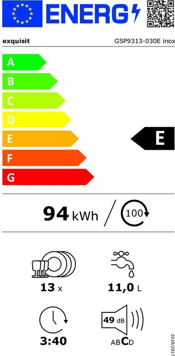 Label énergétique Exquisit GSP9313-030E inox