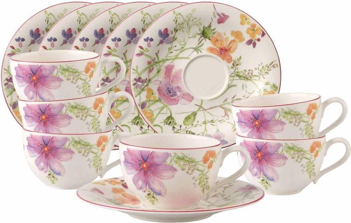 Villeroy & Boch Mariefleur Basic Frühstückstassen mit Untertassen (290 ml, 6 x)