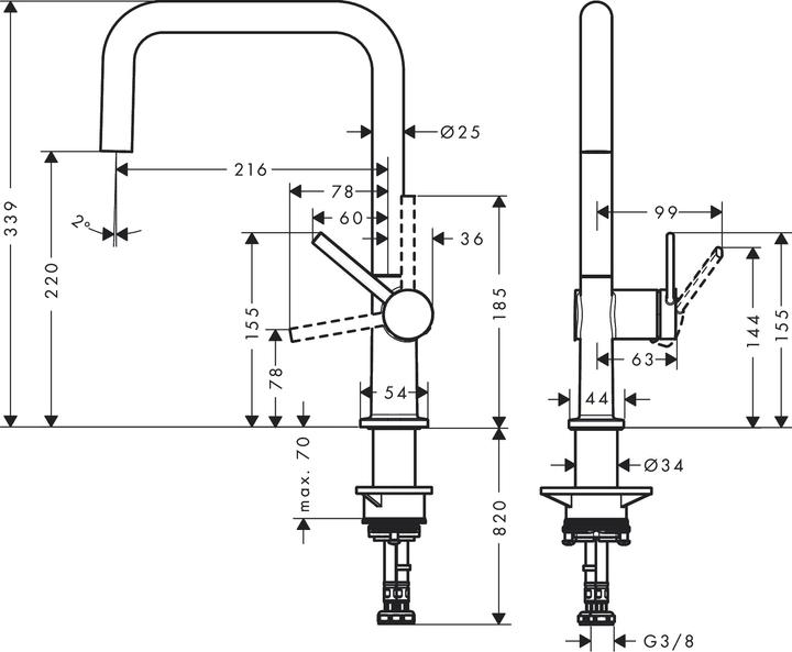 Produktbild hansgrohe Talis M54 Spültischmischer U 220 (mattschwarz)