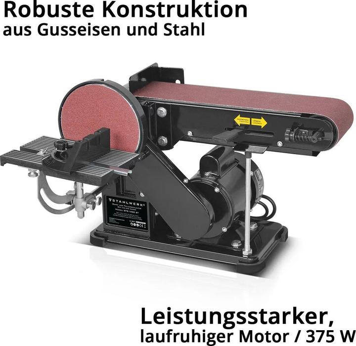 Produktbild Stahlwerk Band- und Tellerschleifer BTS-1400 ST Schleifgerät Schleifmaschine (Doppelschleifer, 375 W)