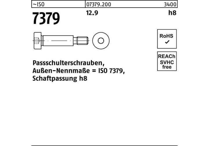 Image du produit Vis à épaulement ajustée ISO 7379 16 - M 12 x 20 12.9 Ajustement de la tige h8 (25 Vis par pièce)