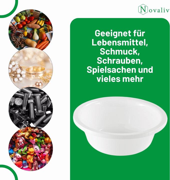 Produktbild Novaliv Spülschüssel Rund 0,6L, D16 cm, Weiss, BPA-frei Spülmaschinenfest Ideal für Küche und Camping (16 cm, 1 x)