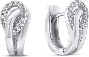 Brilio Silver - Stylish silver earrings with zircons EA276W