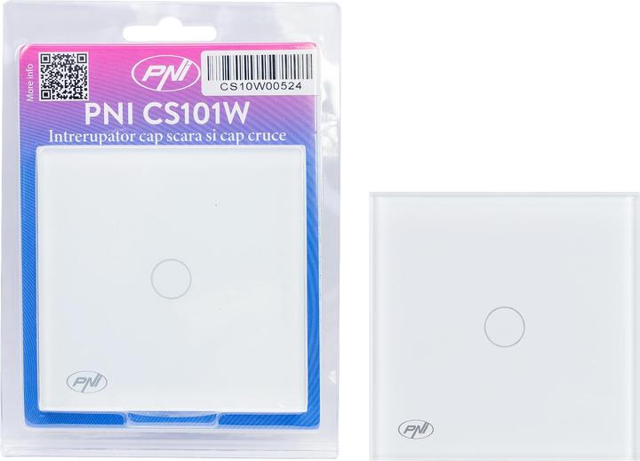 Produktbild PNI Einfacher Leiterschalter und Kreuzschalter mit Touch CS101W aus Glas, weiss mit LED-Anzeige, 800W
