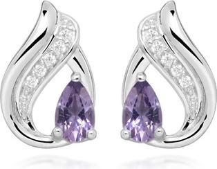 Silver Cat - Silver earrings with synthetic amethysts SC462