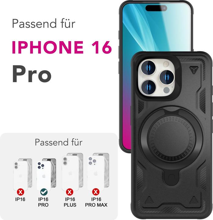 Image du produit Nalia Stormguard - Stossfeste MagSafe Panzer Hülle mit Ring - Military Kickstand Cover (Apple iPhone 16 Pro)