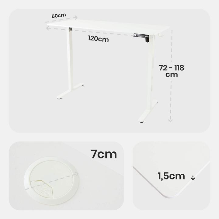 Actual product image Arebos Höhenverstellbarer Schreibtisch (120 x 60 x 72 cm)
