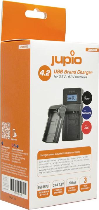 Actual product image Jupio Universal Charger 3.6V-4.2V JVC, Samsung & Sony (Camera battery charger)
