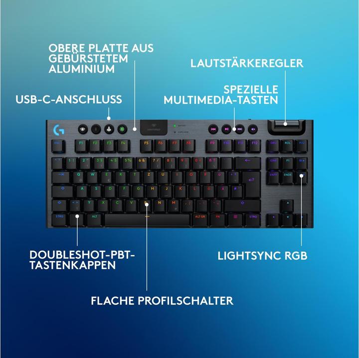 Produktbild Logitech G G915 X Lightspeed TKL (CH, Kabellos, Kabelgebunden)