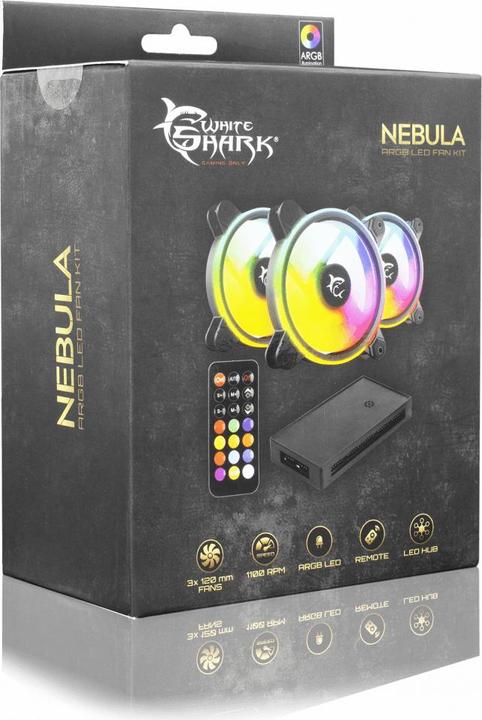 Actual product image White Shark Housing cooler set Nebuka Kit, 3x120mm, with ARGB LED backlight (120 mm, 3 x)