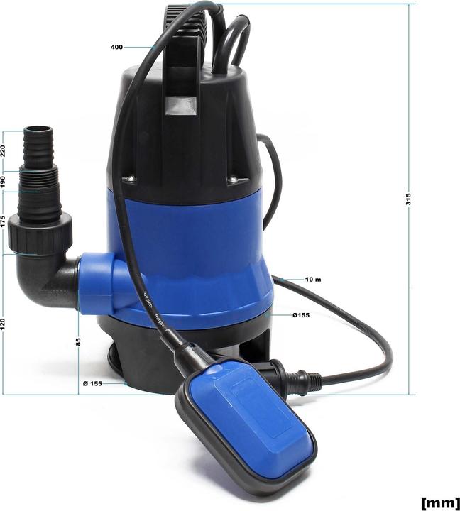 Actual product image Wiltec Submersible Pump for Clean Dirty Flood Water 400 watts 7500l/h sewage pump (Sewage pump)