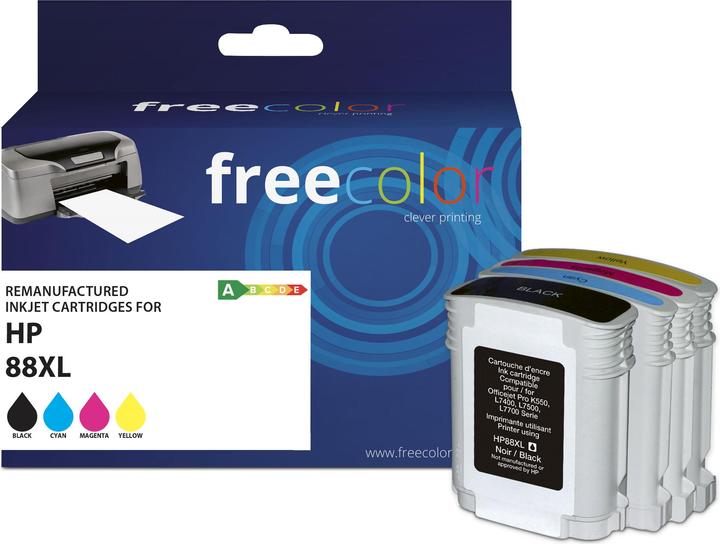 Produktbild Freecolor Patrone HP 88XL color BK/C/M/Y remanufactured (M, C, Y, BK)