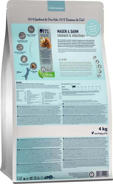 Produktbild Happy Cat Trockenfutter Supreme Sensitive Magen & Darm, 4 kg (Adult, 1 Stk., 4000 g)
