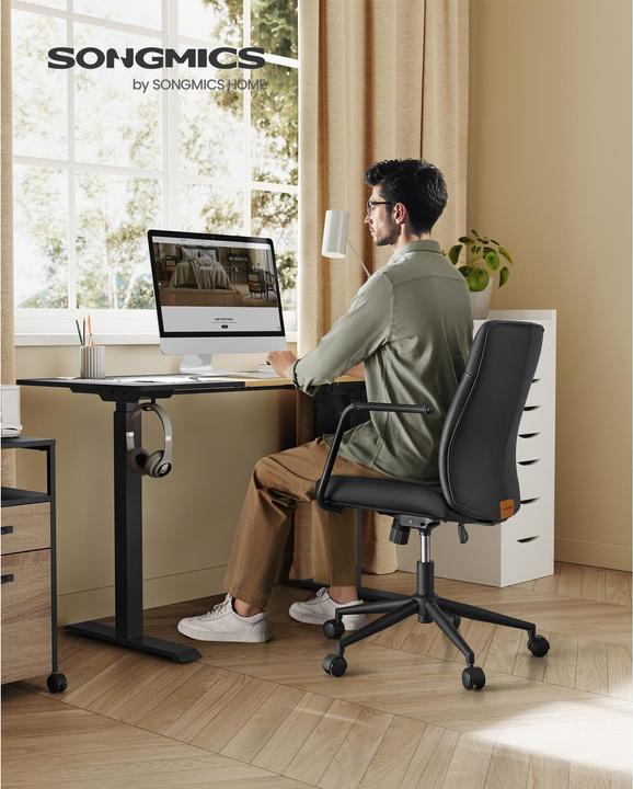 Image du produit Songmics Chaise de bureau avec dossier rembourré et accoudoirs, noir