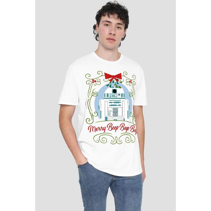 Immagine prodotto Star Wars Merry Beep Boop Beep Maglietta Natale R2-D2 Uomo (L)
