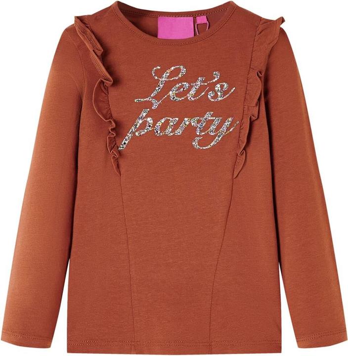 VidaXL Kinder-Langarmshirt Cognac 128,Material: 95 % Baumwolle. 5 (128)