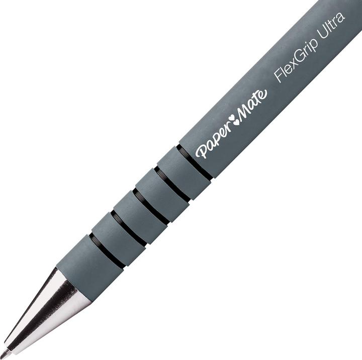 Actual product image Paper Mate Flexgrip Ultra Clip-on Retractable Ballpoint Pen Medium 12 Pieces (Black, Gray, 12 x)