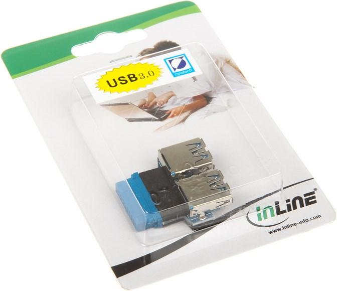 Image du produit InLine Adaptateur interne USB 3.0 vers externe USB 3.0 - carte électronique (USB-A, 5 cm)