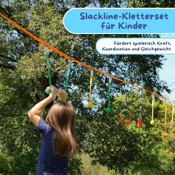 Actual product image Hermex Slackline-Set für Kinder Kletterseil-Set Hangel-Set Hindernisparcours (15 m)