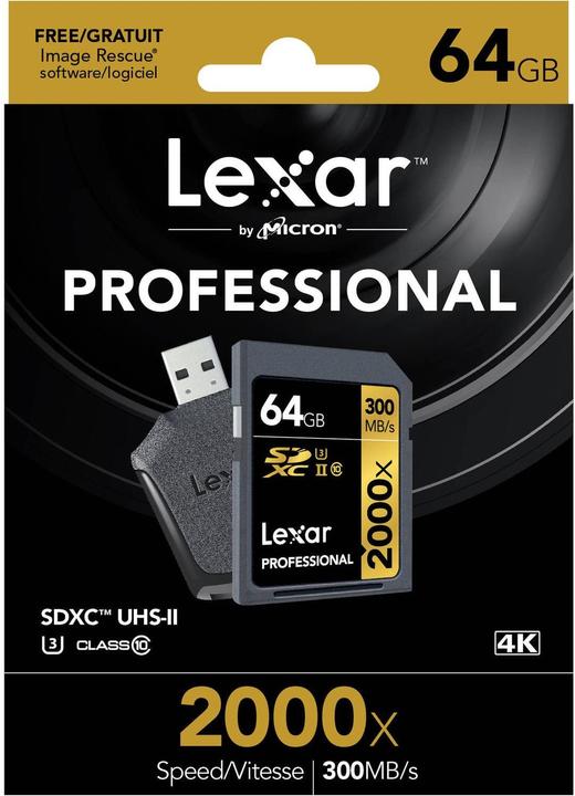 Image du produit Lexar Sdxc (64 Go, SDXC, U3, UHS-II)