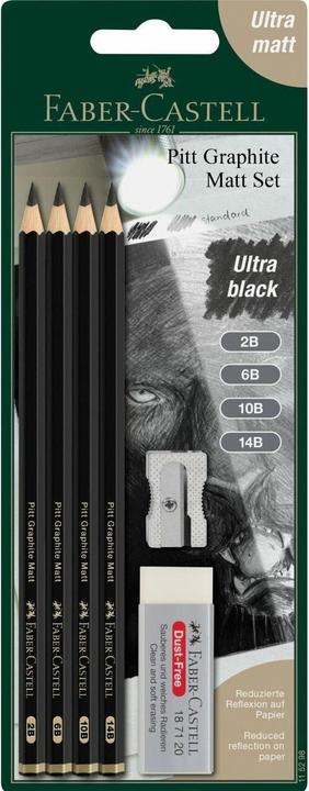 Faber-Castell Crayon graph. Pitt Graphite Matt x4 set (14B, 6B, 2B, 10B, 4 x)