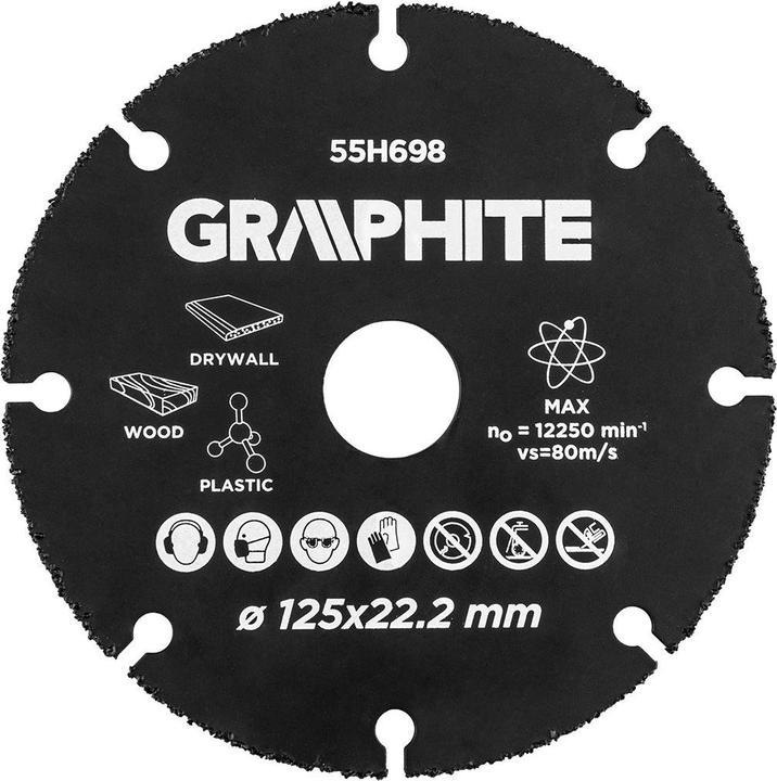 Image du produit Graphite Disque à tronçonner au carbure pour le bois et le plastique, 125 x 22,2 mm, 55H698