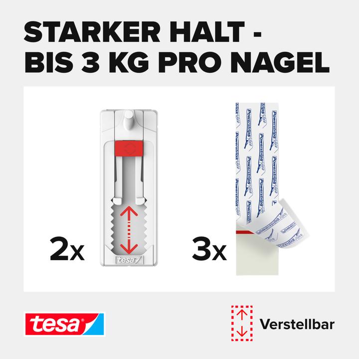 Image du produit tesa Clou adhésif pour carrelage et métal, réglable en hauteur