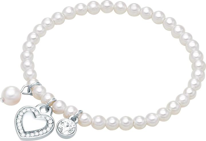 Lulu & Jane Damen Herz Metall-Legierung Crystal Muschelkernperle silber 18,0 cm - 29727 (18 cm, Metall-Legierung)