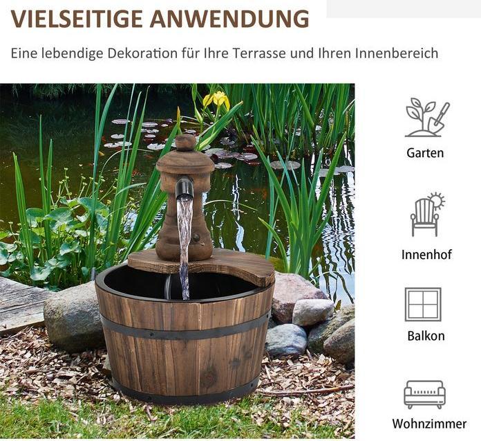 Produktbild Swisshandel24 Gartenbrunnen, Tannenholz + Metall Naturholz