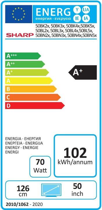 Energie-Label Sharp 50BN5EA (50", LCD, 4K, 2020)